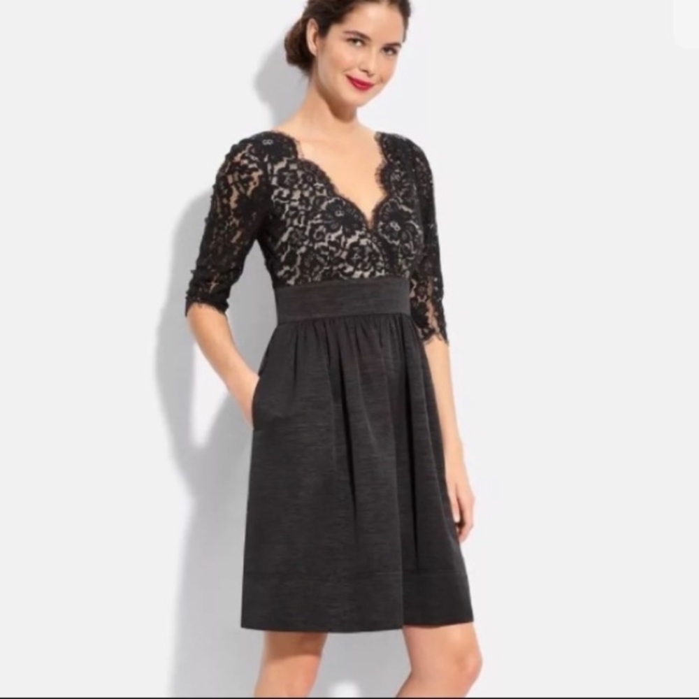 Eliza J Black lace and faille Dress Sz 14
